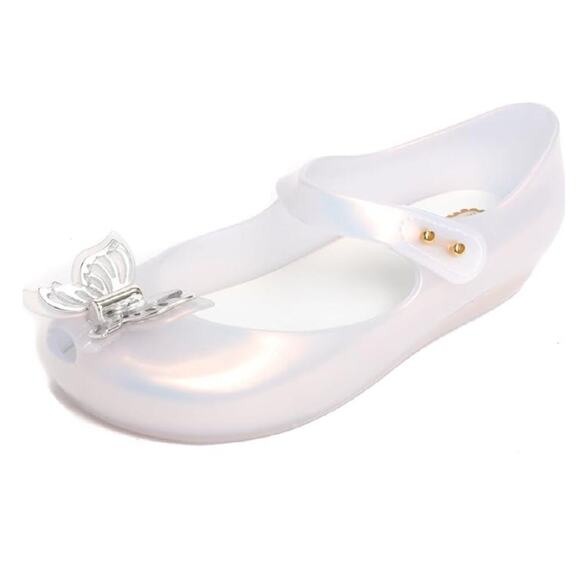 NIB Mini Melissa Girls White Butterfly Casual Mary Jane Shoes Size 10 - Picture 1 of 10